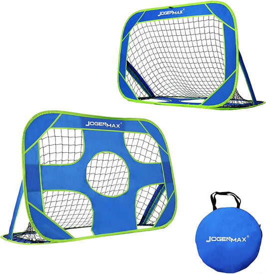 JOGENMAX Kids Soccer Goal- 2 in 1 Portable Pop Up Soccer Goals Nets for Backyard,Target Soccer net Shooting Training Equipment for Kids.